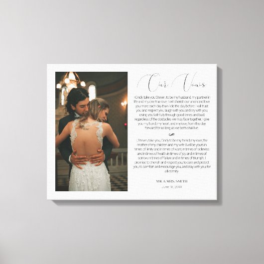 Toile Anniversaire du Mariage customisé Photo & Vows (Recto)