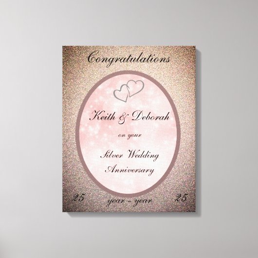 Toile Anniversaire du Mariage d'argent personnalisable (Recto)