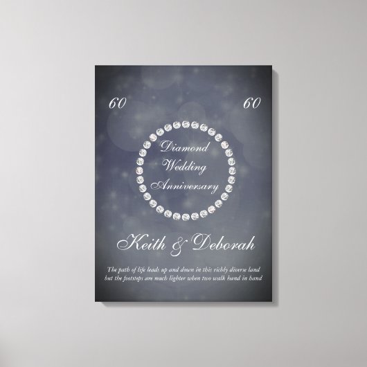 Toile Anniversaire du Mariage diamant personnalisable (Recto)