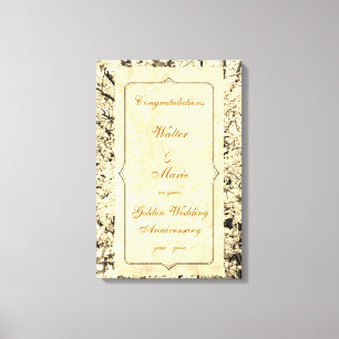 Toile Anniversaire du Mariage d'or personnalisable