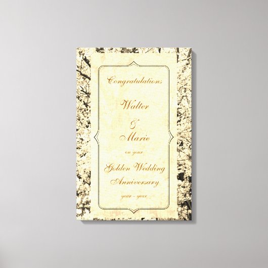 Toile Anniversaire du Mariage d'or personnalisable (Recto)