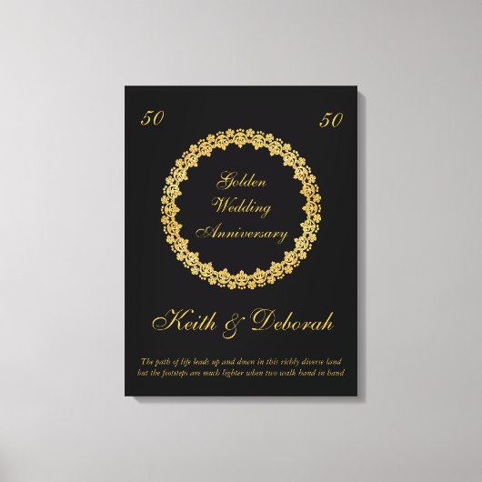 Toile Anniversaire du Mariage d'or personnalisable (Recto)