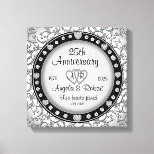 Toile Anniversaire du Mariage Monogramme avec coeur