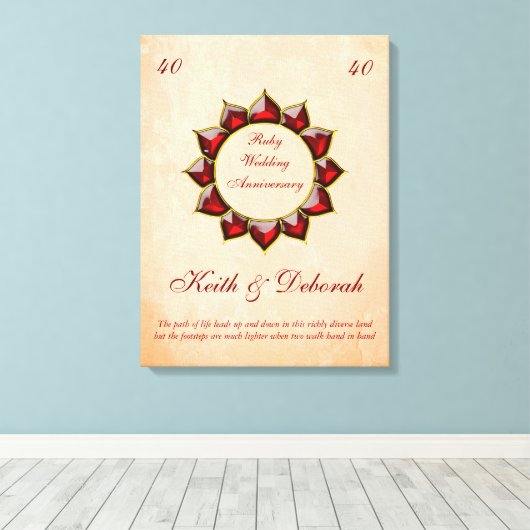 Toile Anniversaire du Mariage Ruby personnalisable (Insitu (Plancher de Bois))
