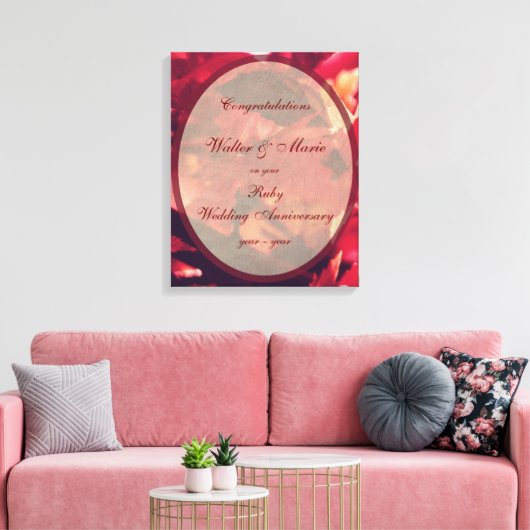 Toile Anniversaire du Mariage Ruby personnalisable (Insitu(Salon))