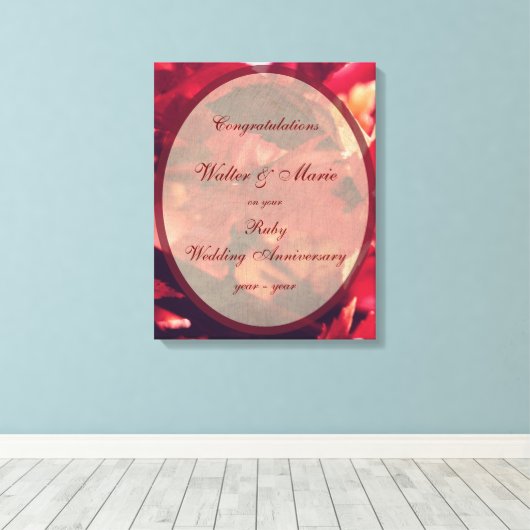 Toile Anniversaire du Mariage Ruby personnalisable (Insitu (Plancher de Bois))