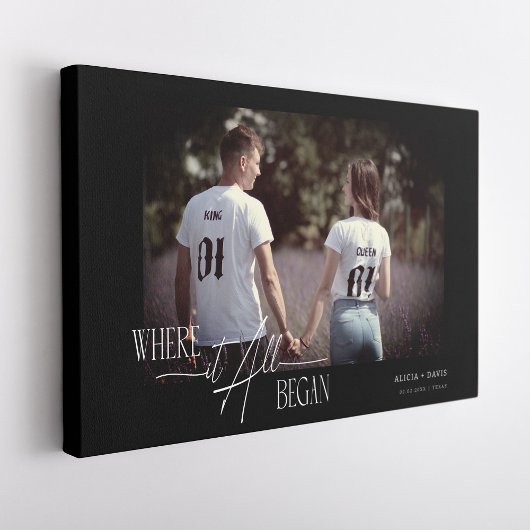 Toile Anniversaire photo moderne Fiançailles Mariage Dat