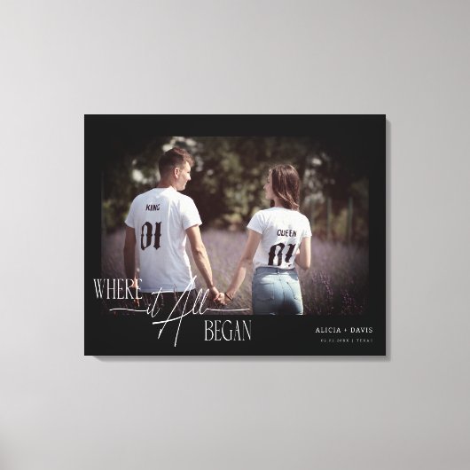 Toile Anniversaire photo moderne Fiançailles Mariage Dat (Recto)