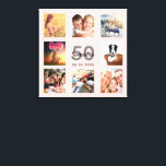 Toile Anniversaire rose or nom photo collage<br><div class="desc">Un cadeau unique de 50e anniversaire (ou tout âge) ou de garder un souvenir, célébrant sa vie avec un collage de 8 de vos photos. Ajoutez des images de sa famille, de ses amis, de ses animaux de compagnie, de ses loisirs ou de sa destination de voyage de rêve. Personnalisez...</div>