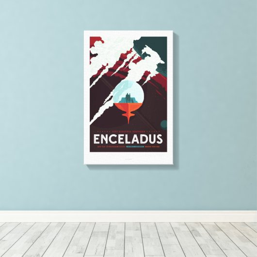 Toile Annonce Voyage Sci-Fi, Planet Encelade (Insitu (Plancher de Bois))