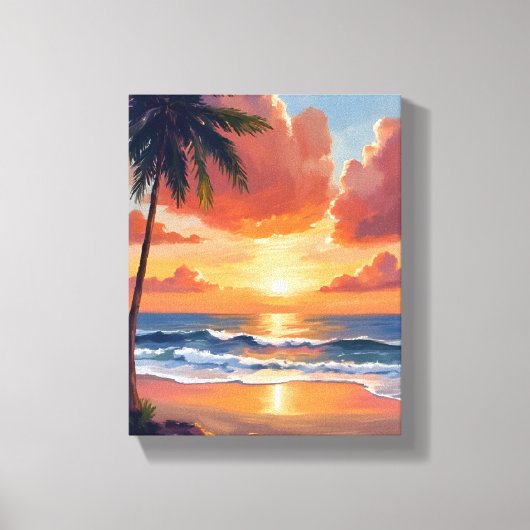 Toile Anse de l'Heure Dorée | Aquarelle Océan Tropicale (Recto)