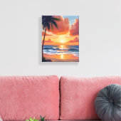 Toile Anse de l'Heure Dorée | Aquarelle Océan Tropicale (Insitu(Salon))