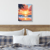 Toile Anse de l'Heure Dorée | Aquarelle Océan Tropicale (Insitu(Chambre))