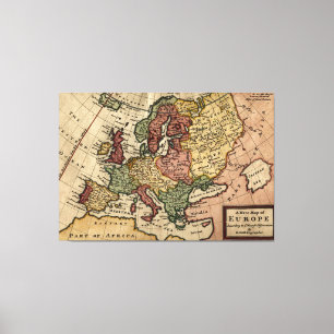 Toile Antiquarian 1721 Map of Europe by Herman Moll