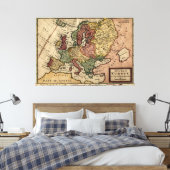 Toile Antiquarian 1721 Map of Europe by Herman Moll (Insitu(Chambre))