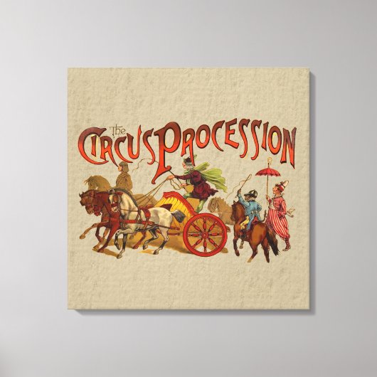 Toile Antique Cirque Parade Clowns Chevaux (Recto)