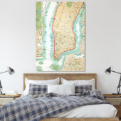 Toile Antique Map of Lower Manhattan and Central Park (Insitu(Chambre))