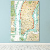 Toile Antique Map of Lower Manhattan and Central Park (Insitu (Plancher de Bois))