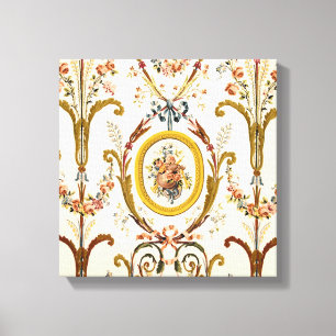 Toile Antique Rococo Floral Gold Crème Élégante