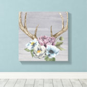 Toile Antlers floraux de cerfs (Insitu (Plancher de Bois))