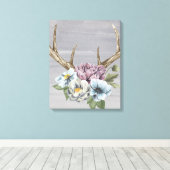 Toile Antlers floraux de cerfs (Insitu (Plancher de Bois))