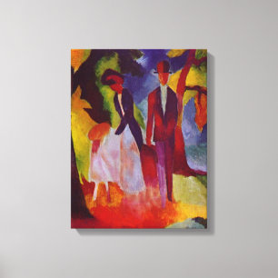 Toile Août vintage Macke Personnes Au Bord D'Un Lac Bleu