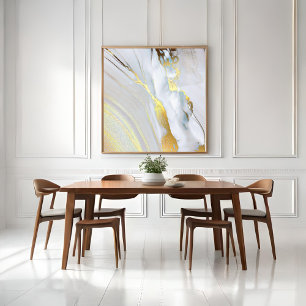 Toile *~ AP66 Pierre de marbre Abstraite huile d'or blan