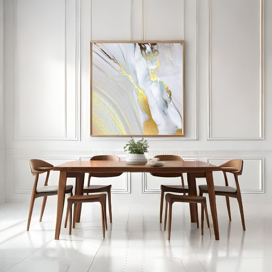 Toile *~ AP66 Pierre de marbre Abstraite huile d'or blan