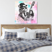 Toile *~ AP91 Percussionniste bleu rose Cool Cat DRUMMER (Insitu(Chambre))