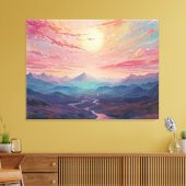 Toile *~* AP93 Dreamscape Sunset Mountains Paysage (Insitu(Salon))