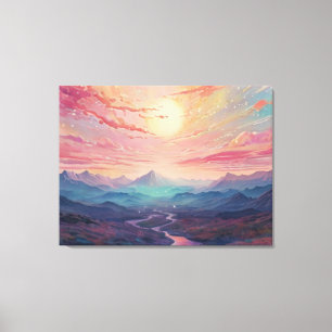 Toile *~* AP93 Dreamscape Sunset Mountains Paysage