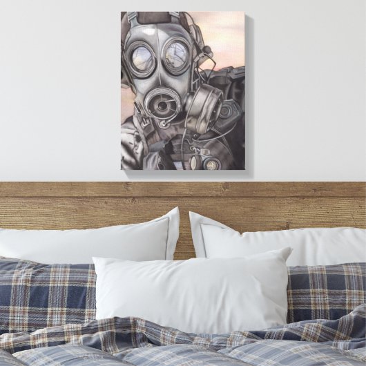 Toile Apocalypse Prepper dans la pièce d'art Masque à ga (Insitu(Chambre))