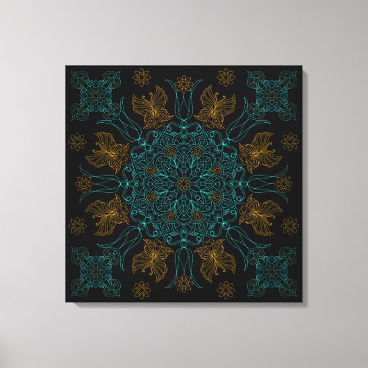 Toile Aqua et Gold Mandala Art (Recto)