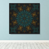Toile Aqua et Gold Mandala Art (Insitu (Plancher de Bois))