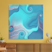 Toile Aqua et Taupe Tourbillons océaniques Abstraits (Insitu(Salon))