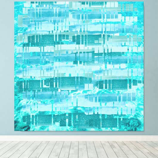 Toile Aqua Layered Ocean Abstract – Modern Turquoise (Insitu (Plancher de Bois))