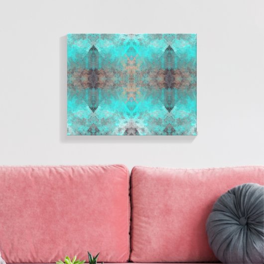 Toile Aqua Turquoise et Gris Abstrait Design en pierre m (Insitu(Salon))