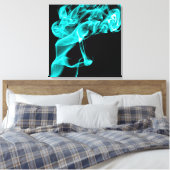 Toile Aqua/Turquoise Noir Moderne Fractage Art Décor (Insitu(Chambre))