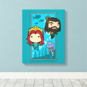 Toile Aquaman | Chibi Mera & Aquaman Graphisme sous-mari (Insitu (Plancher de Bois))