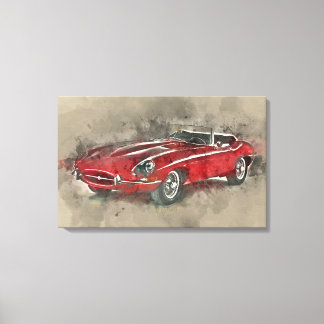 Toile Aquarcouleur Vintage Race mur de voiture art motif