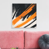 Toile Aquarelle Abstraite Black Orange (Insitu(Salon))