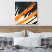 Toile Aquarelle Abstraite Black Orange (Insitu(Chambre))