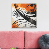 Toile Aquarelle Abstraite Black Orange (Insitu(Salon))