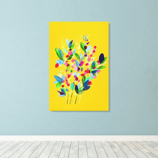 Toile Aquarelle Abstraite colorée fleurie (Insitu (Plancher de Bois))