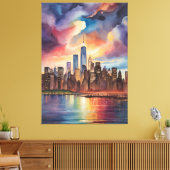 Toile Aquarelle Abstraite New York Art (Insitu(Salon))