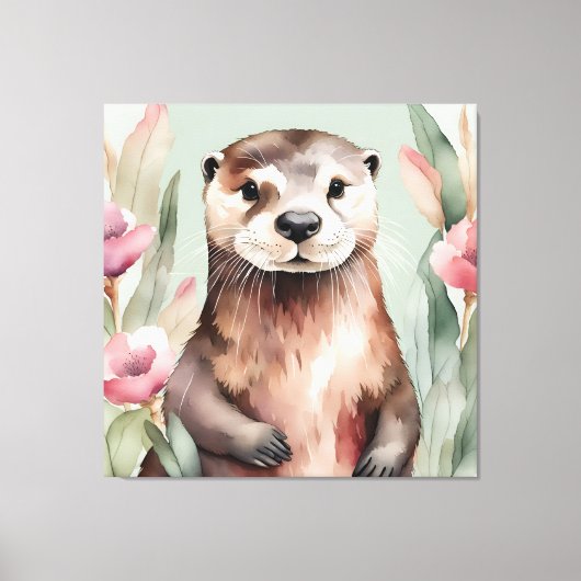 Toile Aquarelle adorable Otter (Recto)