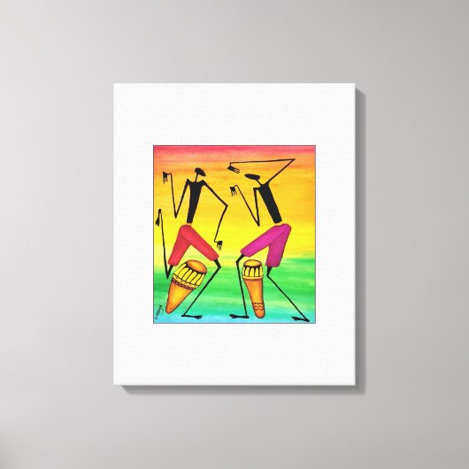 Toile Aquarelle, Art Africain, Formidable Drumming Afric (Recto)