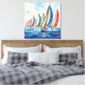 Toile Aquarelle Artwork Voilier Regatta (Insitu(Chambre))