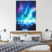 Toile Aquarelle aurore boréale aurore boréale (Insitu(Chambre))