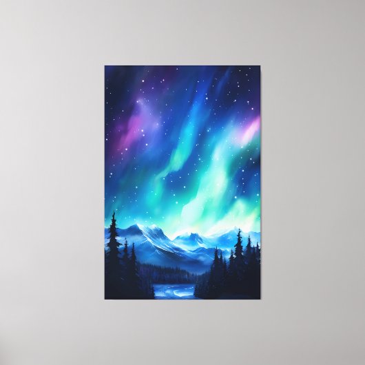 Toile Aquarelle aurore boréale aurore boréale (Recto)